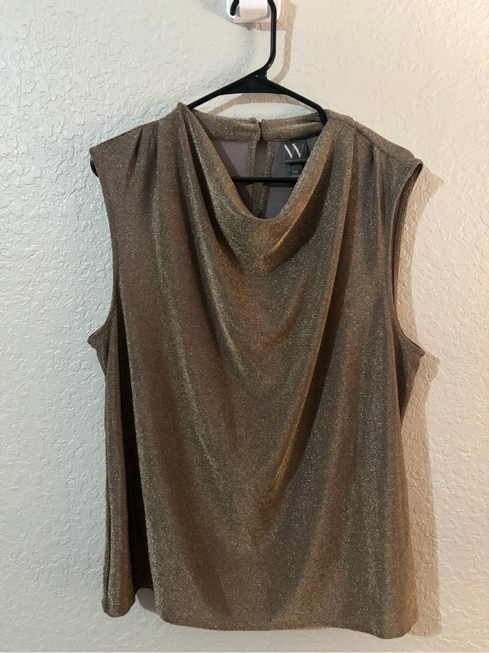 Metallic Gold Sleeveless Cowl Neck Dress